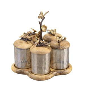 ست جا ادویه 5 پارچه گلدکیش طرح باترفلای مدل GK829823 به همراه استند